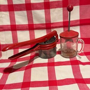 Two Unique Red Vintage Kitchen Utensils